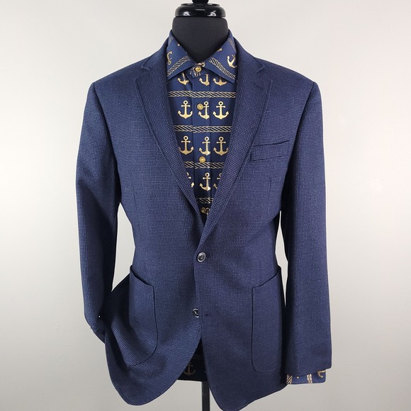 Jos A Bank 1905 Blazer Mens 39 Regular Blue Wool Slim Fit Sport Coat Jacket